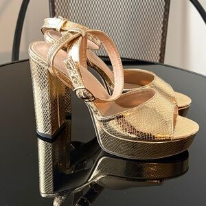 Amazon Gold Textured Platform Sandals